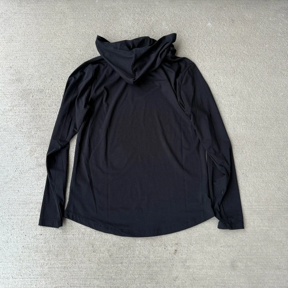 Cuts‎ Shirt Adult Black Hooded Hoodie Curve Hem Hiking Lightweight Casual Mens M